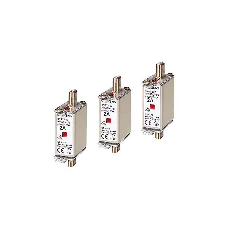 SIEMENS - x3 pieces NH fuse insert, NH000 63A combination