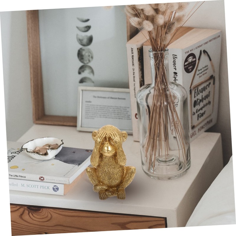 Kichvoe Resin Monkey Figurine Stylish Desktop Adornment Unique Home Decor