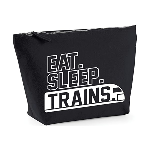 Hippowarehouse Eat Sleep Trains printed make up cosmetic wash bag
