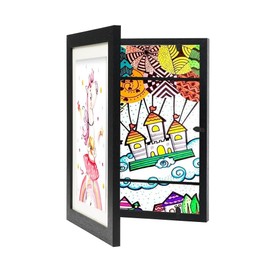 1 x A4 Changing Children's Drawing Frame with Front Opening | Black Children's Photo Frame, Ecological Materials, Capacity 100 Pieces, Elegant and Durable Design, Easy to Use, Ideal for Children's