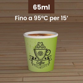 CuzcoGreenCUP 200 Paper Coffee Cups 65ml Eco Friendly Biodegradable Disposable Cups Small Takeaway Hot Drinks