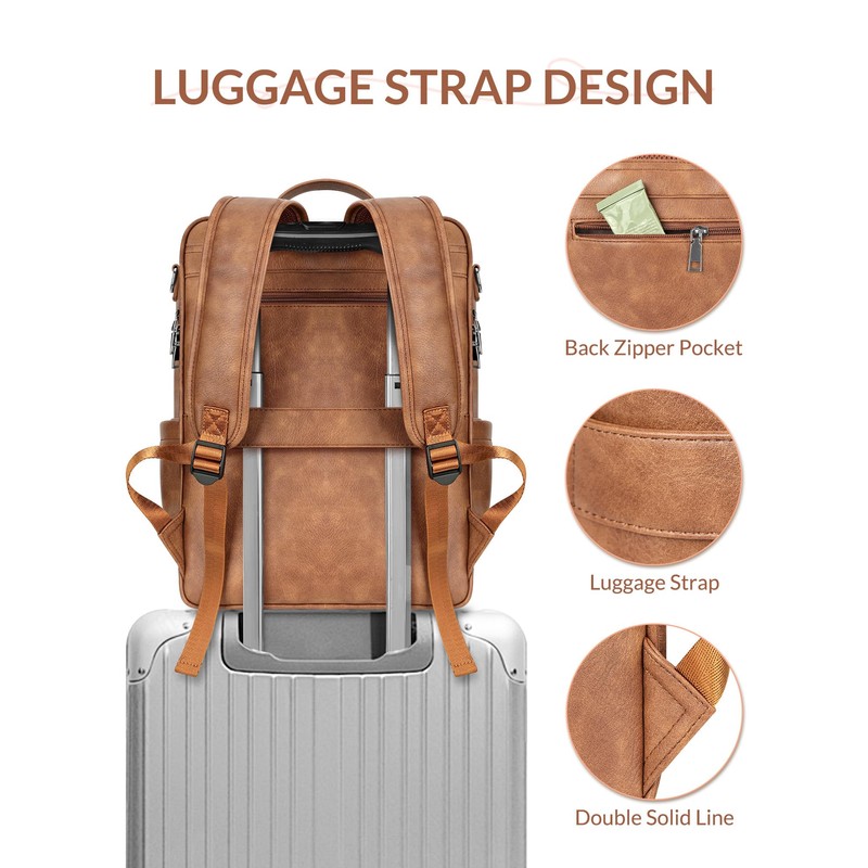 SYTRAH Leather Laptop Backpack, 15.6 Inch Business Computer Bag, Designer
