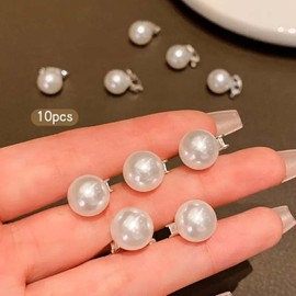 10pcs Mini Pearl Hair Clips - Small Imitation Pearl Hair Buckles Sweet Style Claw Clips Suitable for Daily Use Hair Accessories White Sparkling Acrylic Hair Barrettes for Hair Styles