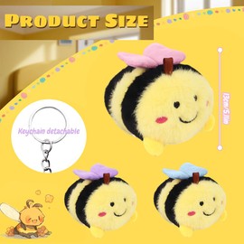 LKNBIF Bee Plush Keychain,3 pcs Bee Keyring, Bee Keyring Plush Toy Stuffed Animal Keychain, Keyrings Soft Plush for Girls Boys Bag, Purse Wallet Birthday Party Favors Gift(13cm)