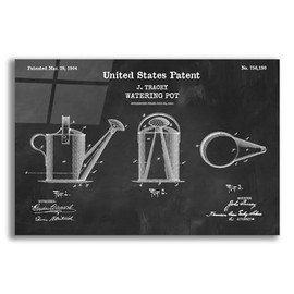 Epic Art 'Watering Can Blueprint Patent Chalkboard,' Acrylic Glass Wall Art, 16"x12"