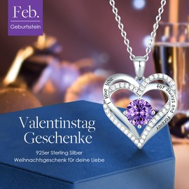 CDE Necklace 925 Sterling Silver, Forever, Love, Heart, Rose Gold Plating, Birthstone Pendant, Necklaces for Women, Jewellery Gift with 5A Cubic Zirconia, Sterling Silver