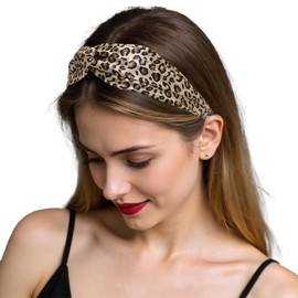 ZLYC Mulberry Lilk Headband Elastic Twist Knotted Head Bands for Women's Hair(Leopard Print),One Size