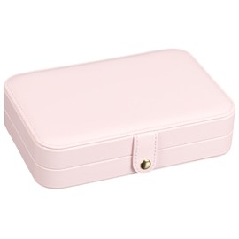 V-LAFUY Small Jewelry Box, Travel Jewelry Case Portable Jewelry Boxes for Women, 2-Layer Mini Jewelry Travel Organizer, Gift for Women Girls,Pink B