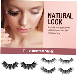 Outanaya 4sets False Lashes Fluffy Pack Full False Eyelashes Extensions Natural Look for Girls Easy to Wear 7pairs*4