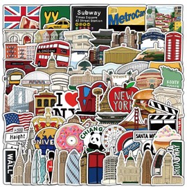 100PCS Tourism Landmark Buildings Stickers, World Buildings Stickers for Kids, Teens, Adults, Waterbottle, Laptop, Phone, Scrapbook