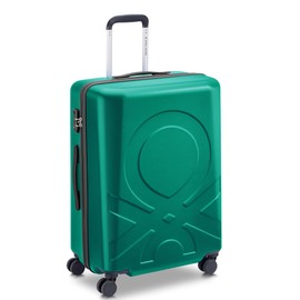 United Colors of Benetton Fabrica Hardside Luggage with Spinner Wheels, Green, Checked-Medium 23 Inch