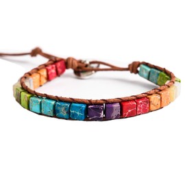 YGLINE Bead Chakra Bracelet 7 Chakras Healing Crystals Bracelet Yoga Stone Beads Bracelets Meditation Relax Anxiety Bangle for Womens Mens