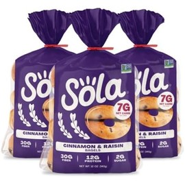 Cinnamon Raisin Bagels 12 oz, Non-GMO, Free of Artificial Flavors, Colors & Preservatives, No Added Sugar (3 Pack)