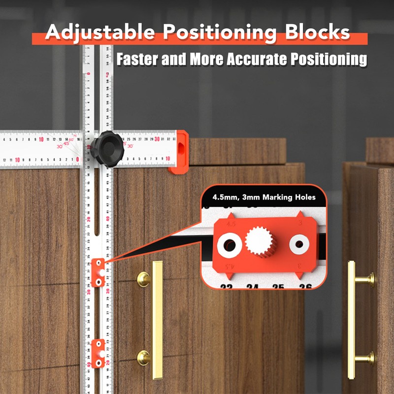 Woodworking Ruler Scribing Tool 2 In 1 Multifunctional Aluminum Alloy