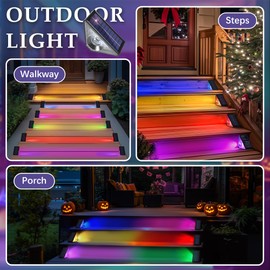 SOLPEX Solar Step Lights for Outside,Step Lights Outdoor Solar Powered Waterproof IP65,Solar Stair Lights for Step,Stair,Patio,Yard,Deck,Wall(8 Pack,RGB & Warm Cold White)