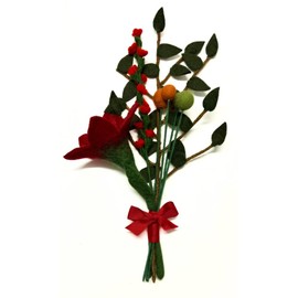 Humble Hilo Handmade Felt Flower Bouquet Artificial Floral Arrangements Comes in Mixed Sets and Multiples Faux Wreaths Great Home Decor (Blossoms Red)