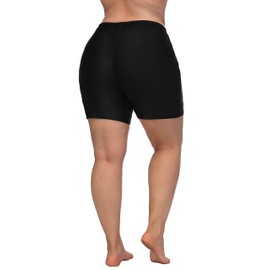 Plus Size Bathing Suit Shorts for Women Sport High Waisted Swim Shorts Full Coverage Board Beach Shorts Black 3X