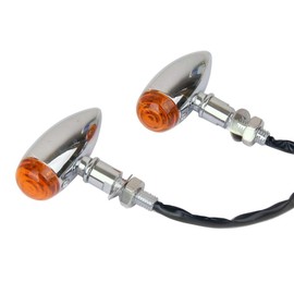 MotorToGo 2pcs Chrome Bullet Motorcycle LED Turn Signal Lights Chrome CNC LED Motorcycle Turn Signal Indicators Blinkers with Amber Lens Compatible for 2012 Suzuki Boulevard C50T