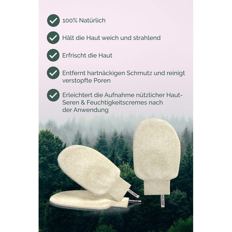 Exfoliating Glove Made of Nettle and Cotton Fiber, Colour Natural
