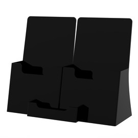 Marketing Holders 24 Pack Dual Brochure Holder for 4.25" Wide Trifolds with Attached 3.5" x 2" Business or Appointment Card Pocket Black Acrylic Retail and Office Checkout Counter Display Stand