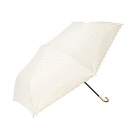 Francfranc Flanc Blackout Dot Glitter Heat Cut Folding Umbrella, 19.7 inches (50 cm) (For Rain or Shine), white