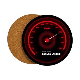 Car Gifts for Him - Car Speedometer Coaster - Gifts for Car Lovers - Themed Petrol Head Gifts - Mechanic Gifts for Men - Round, Wood, Cork Backed Coasters 9 cm Diameter - CO-SPED4