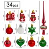 Set of 34 Christmas Baubles with Tree Topper, Diameter 3/4.5/5.5