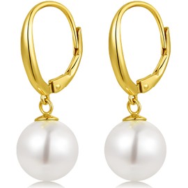 Pearl Earrings Gold Pearl Drop Earrings Pearl Diamond Earrings Dangle Pearl Earrings Gold Pearl Earrings for Women Silver Leverback Pearl Earrings White Silver Pearl Earrings Pearl Leverback Earrings