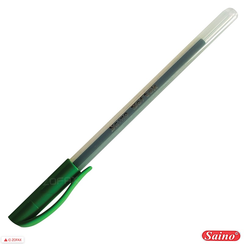 SAINO 20 x 0.7mm Fine Tip Softek GREEN Ballpoint Pens