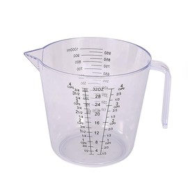 Plastic Measuring Cup Clear Graduated Measuring Cups Plastic Mug with Spout and Handles Ounce and Ml Cup Marking for Recipe Ingredient, Flour, Water, Liquid (4 cup 1000ml transparency)