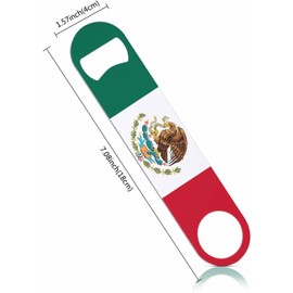 Abrebotellas de acero inoxidable con bandera mexicana, bandera de país, patriotismo rojo, verde, blanco y águila, llavero plano para el hogar, cocina, bar, restaurante, fiesta, regalo de