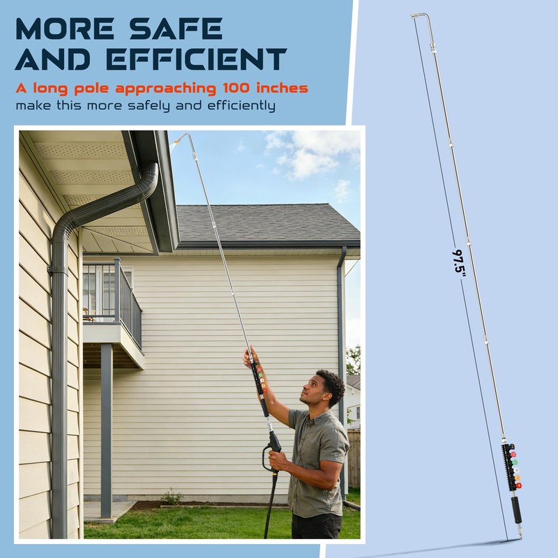 SEPLY 9 Pack Pressure Washer Extension Wand, Stainless Steel Power