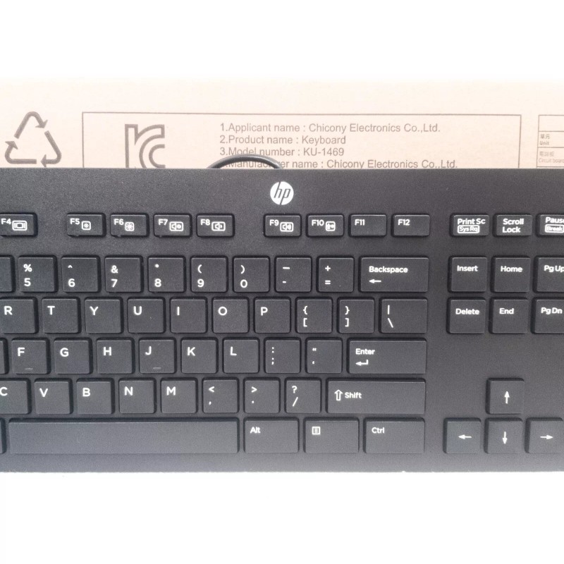 HP USB Slim Wired Office Keyboard 803181001 Model KU-1469 -