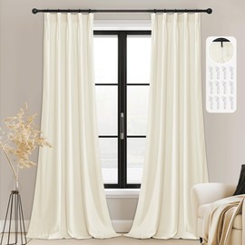 StangH Ivory White Velvet Curtains 108 inches Long for Nursery, Pinch Pleated Elegant Home Decoration Vertical Privacy Floor to Ceiling Curtains for Wedding Dining Room, W38 x L108, 2 Panels