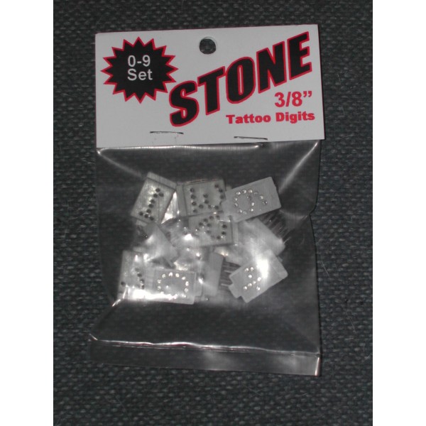 Stone Tattoo Digits Set 3/8" Complete Number # Set 0-9