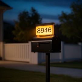 Solar House Numbers For Outside,Solar Powered Waterproof LED Light, Outdoor House Number Sign with On/Off, Easy to Install