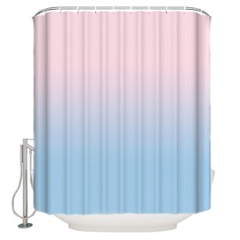 Wotrend Ombre Texture Shower Curtain for Bathroom, Gradient Pink to Baby Blue Bath Curtain, Gradient Color Shower Curtain with Hooks Polyester Waterproof Home Bathtub Decor, 36 x 72 Inch