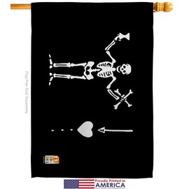 Bartholomew Roberts Original Garden House Flags Set Coastal Pirate Ship Skull Treasure Map Carribean Jolly Blackbeard Jack Small Decorative Gift Yard Banner Made In USA 28 X 40
