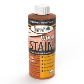 SamaN Interior Water Based Wood Stain - Natural Stain for Furniture, Moldings, Wood Paneling, Cabinets (Brandy TEW-110-12, 12 oz)