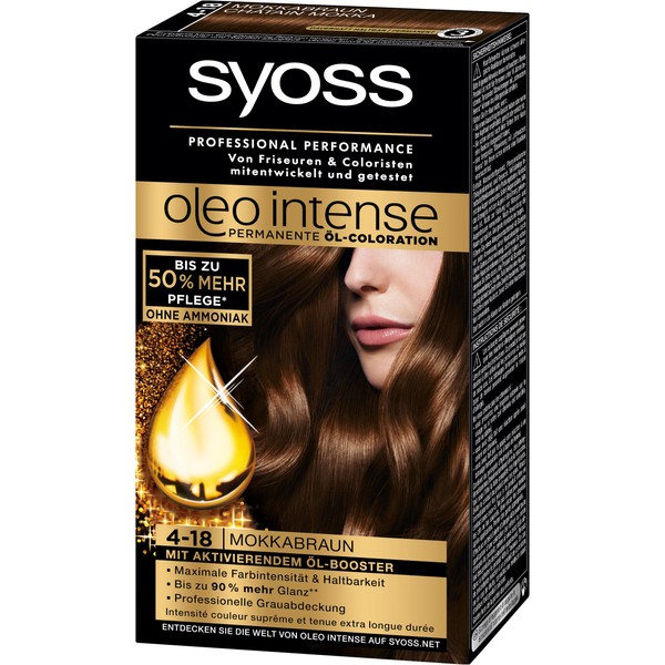 Syoss Oleo Intense Colouration 4-18 Mocha Brown Pack of 3