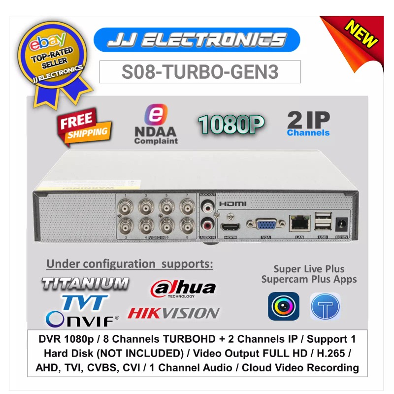 Epcom S08-TURBO-GEN3 DVR 8 Ch 1080p TurboHD + 2 Channels