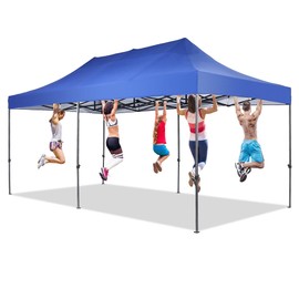 GDY 10x20 ft Instant Pop up Canopy, Folding Heavy Duty Height Adjustable Shelter Gazebos with Wheeled Bag,Blue.