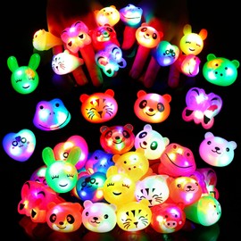 LIHAO Luminous Rings, 24 Pieces, Animals, Festivals, Toys, Children's Festival Goods, For Lives, Sparkling Rings, Shiny Rings, Suitable for Children and Adults