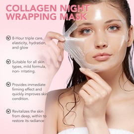 Collagen Night Wrapping Mask, Collagen Jelly Face Masks with Jelly Brush, Peel Off Face Mask for Facials Professional Korean Skin Care, Elasticity & Hydration Care Overnight Mask for Women