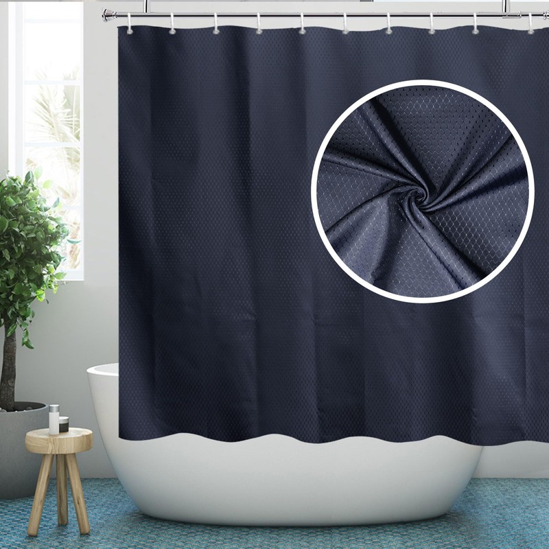 YISURE Black Short Shower Curtain for Walkin Tub, Polyester Fabric