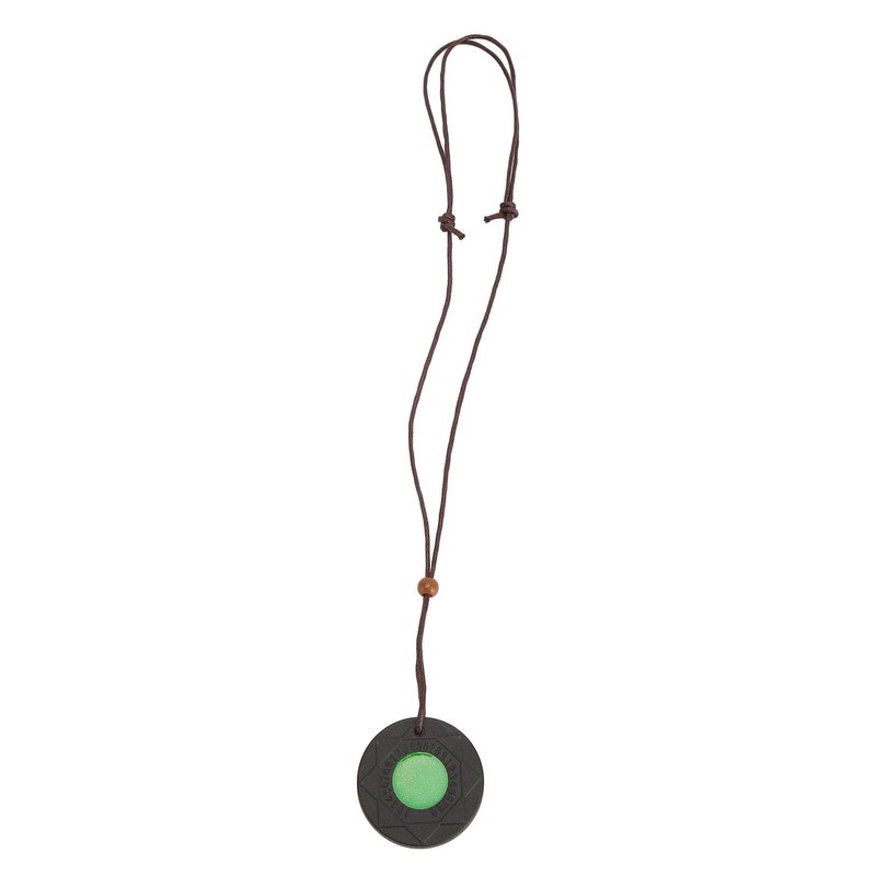 Volcanic Lava Energy Stone Pendant Green Core Promote Circulation Adjustable