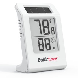 BaldrTherm Humidity Meter Hygrometer, Solar-Powered Room Thermometer Indoor Digital Temperature Sensor Monitor, 2.2''Humidity Gauge for Baby Rooms, Home, Office, 1Pack