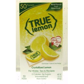 True Lemon ~ Crystallized Lemon ~  Real Flavor From Real Fruit ~ 50 Packets