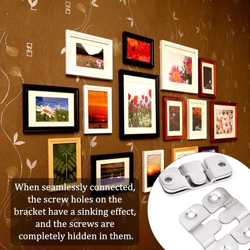 Flush Concealed Mount Bracket, Interlocking Photo Frame Hook, Heavy Duty