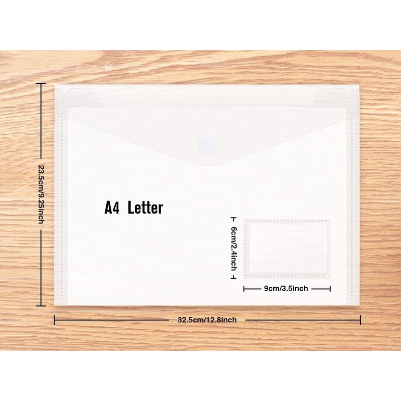 Plastic Envelopes Wallets, 8 Pcs A4 Clear Document Folder, for
